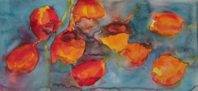 ID 18 Watercolor Red on Fire,Tulips 73,2x42 cm in a carton - 57x26m without a carton