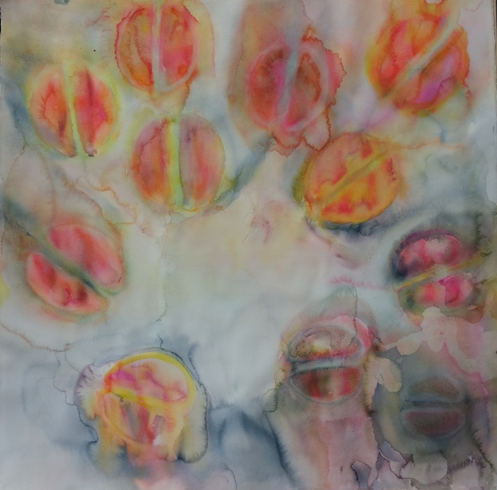 ID 8 Watercolor On Bees and Flowers, Tulips 2014 ca 114x114 cm without a carton