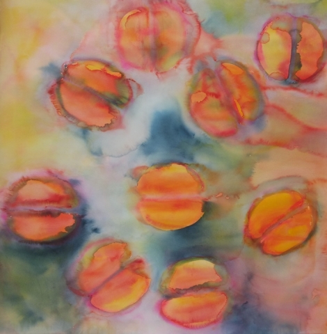 ID 7 Watercolor On Bees and Flowers, Tulips 2014 114x114 cm without a carton