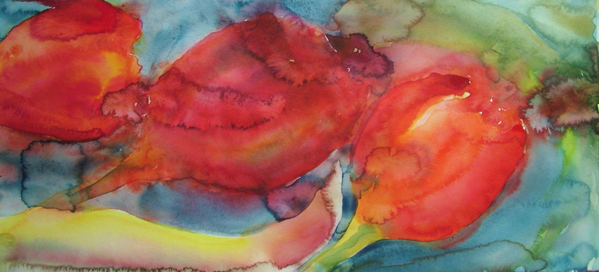 ID 17 Watercolor Red on Fire,Tulips 2011 73,2x42 cm in a carton - 57x26m without a carton
